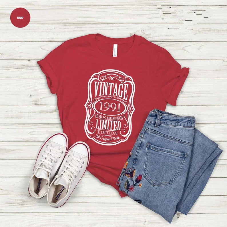 31th Birthday Vintage 1991 Birthday Gifts for Men 100% cotton Gifts for Women Short Sleeve Tees Plus Size O Neck Female Clothing
31th Birthday Vintage 1991 Birthday Gifts for Men 100% cotton Gifts for Women Short Sleeve Tees Plus Size O Neck Female Clothing