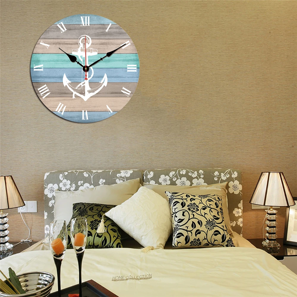 12" Vintage Blue Green Strip Ocean Anchor Stripe Design Rustic Country Tuscan Style Wooden Decorative Round Wall Clock
12" Vintage Blue Green Strip Ocean Anchor Stripe Design Rustic Country Tuscan Style Wooden Decorative Round Wall Clock