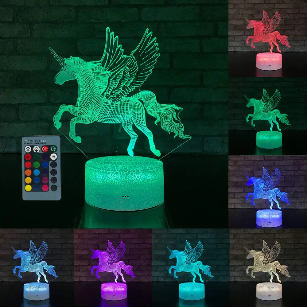3W Remote Or Touch Control 3D Led Night Light Unicorn Shaped Table Desk Lamp Xmas Home Decoration Lovely Gifts For Kids D23 
3W Remote Or Touch Control 3D Led Night Light Unicorn Shaped Table Desk Lamp Xmas Home Decoration Lovely Gifts For Kids D23