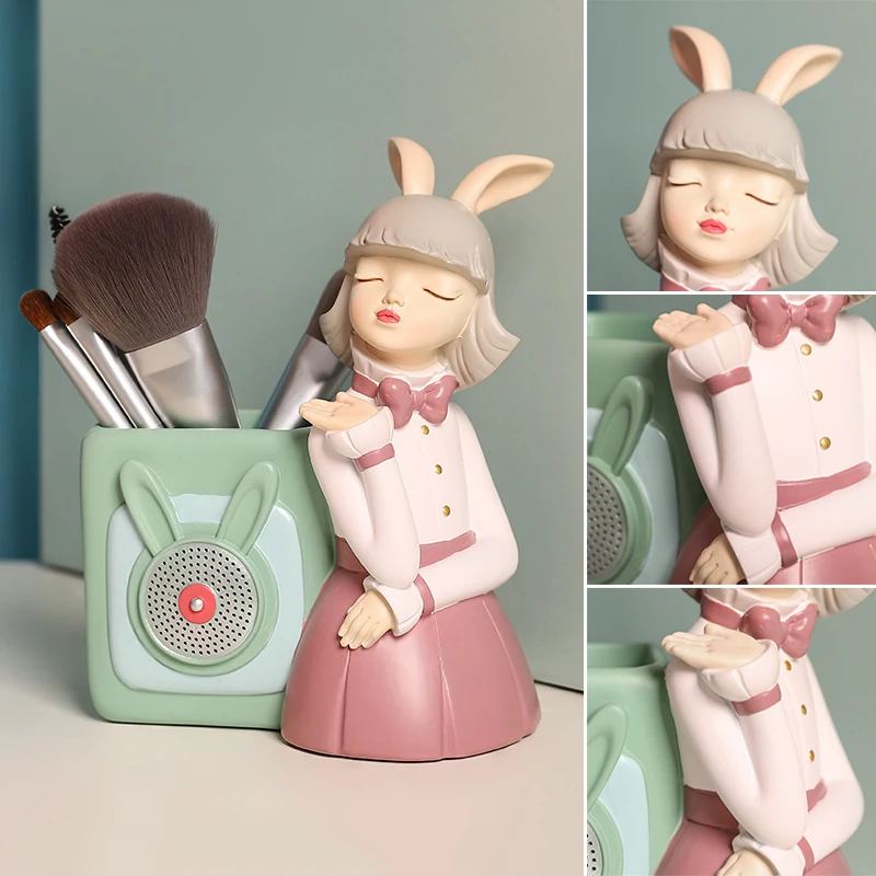 Animal Pencil Holder Cute Rabbit Girl Creatives Cosmetics Organizer Multipurpose Desktop Decor Statue Home Ornaments THIN889
Animal Pencil Holder Cute Rabbit Girl Creatives Cosmetics Organizer Multipurpose Desktop Decor Statue Home Ornaments THIN889