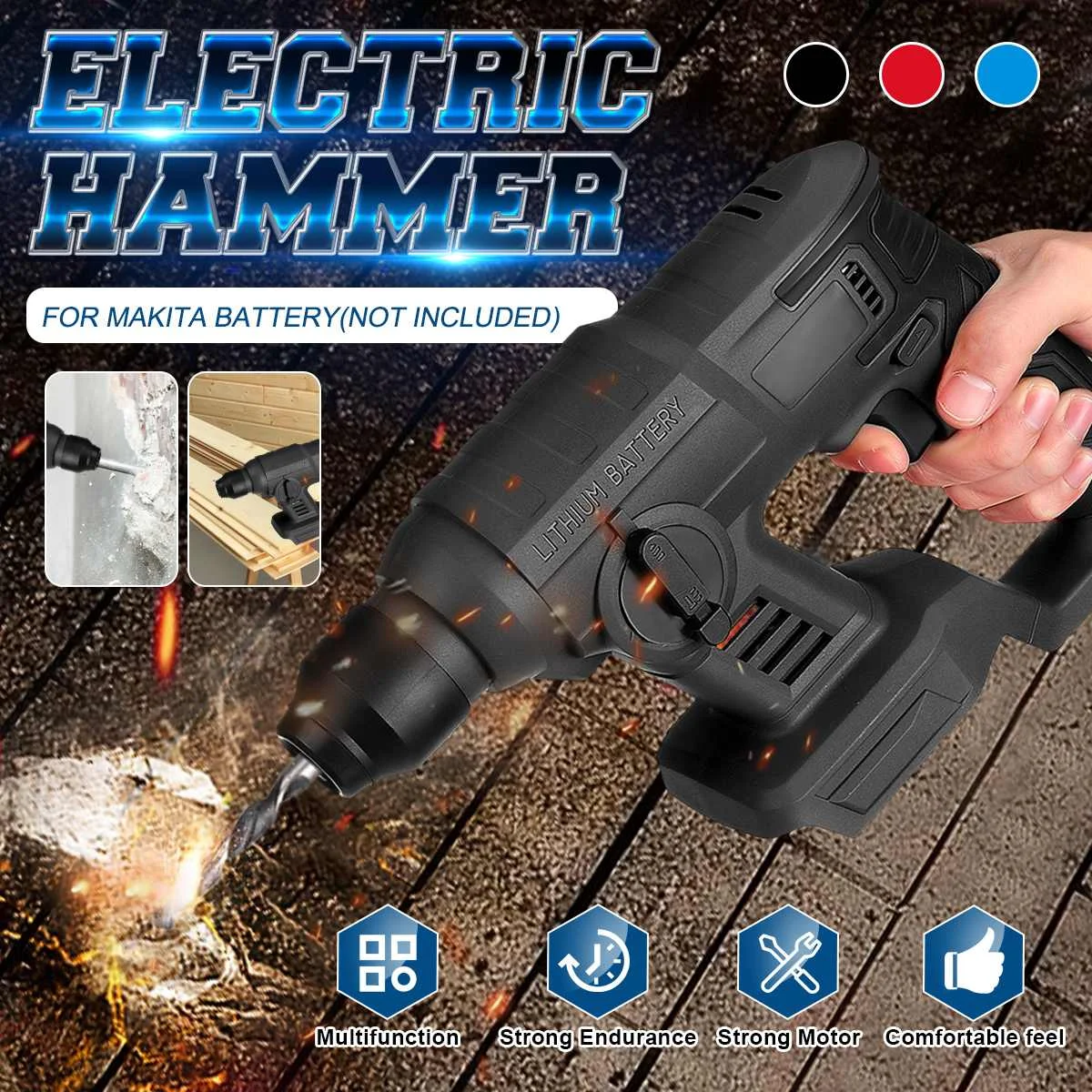 brushless cordless Rechargeable 28mm rotary hammer drill Impact Function electric Hammer impact drill For 18V Makitas battery
brushless cordless Rechargeable 28mm rotary hammer drill Impact Function electric Hammer impact drill For 18V Makitas battery