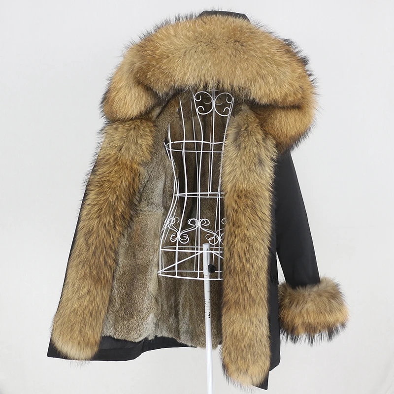 Женская зимняя парка с капюшоном отделанным натуральным мехом енота и лисы |