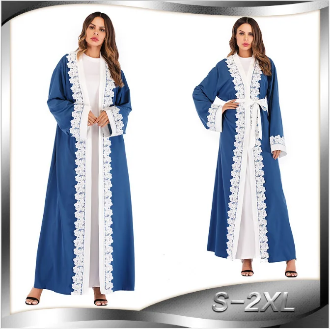 Muslim Embroidery Lace Abaya UAE Maxi Dress Cardigan Tunic Long Robe Gowns Kimono Ramadan Arab Islamic Turkish Worship Service
Muslim Embroidery Lace Abaya UAE Maxi Dress Cardigan Tunic Long Robe Gowns Kimono Ramadan Arab Islamic Turkish Worship Service