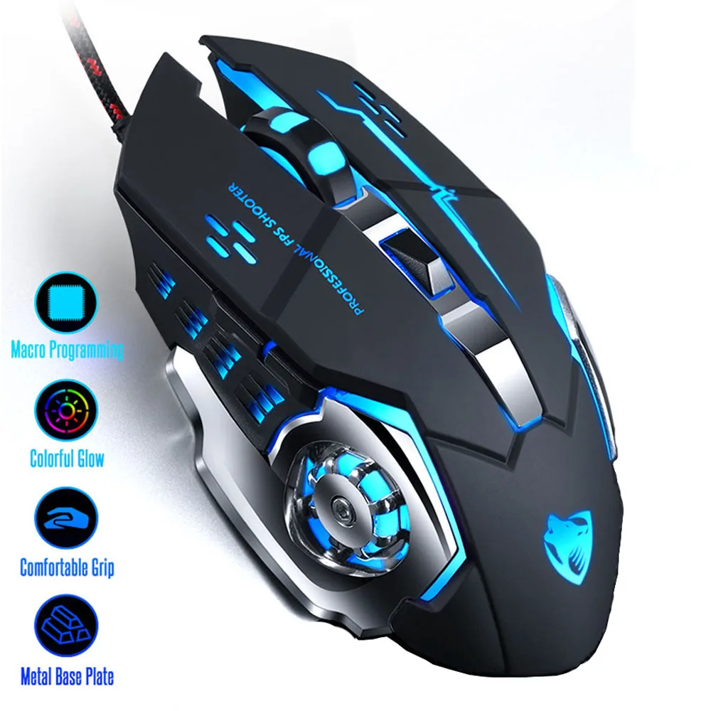 

Gaming Mouse Mause DPI Adjustable Computer Optical LED Game Mice Wired USB Games Cable Silent Mouse LOL for Professional Gamer
