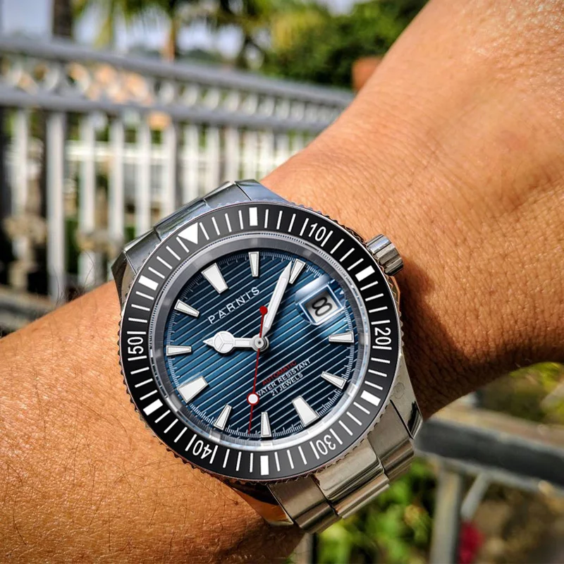 Parnis 40mm Blue Dial Automatic Mechanical Watch Men Waterproof 5bar Sapphire Crystal Red Second Hand Wristwatch Reloj Hombre
Parnis 40mm Blue Dial Automatic Mechanical Watch Men Waterproof 5bar Sapphire Crystal Red Second Hand Wristwatch Reloj Hombre