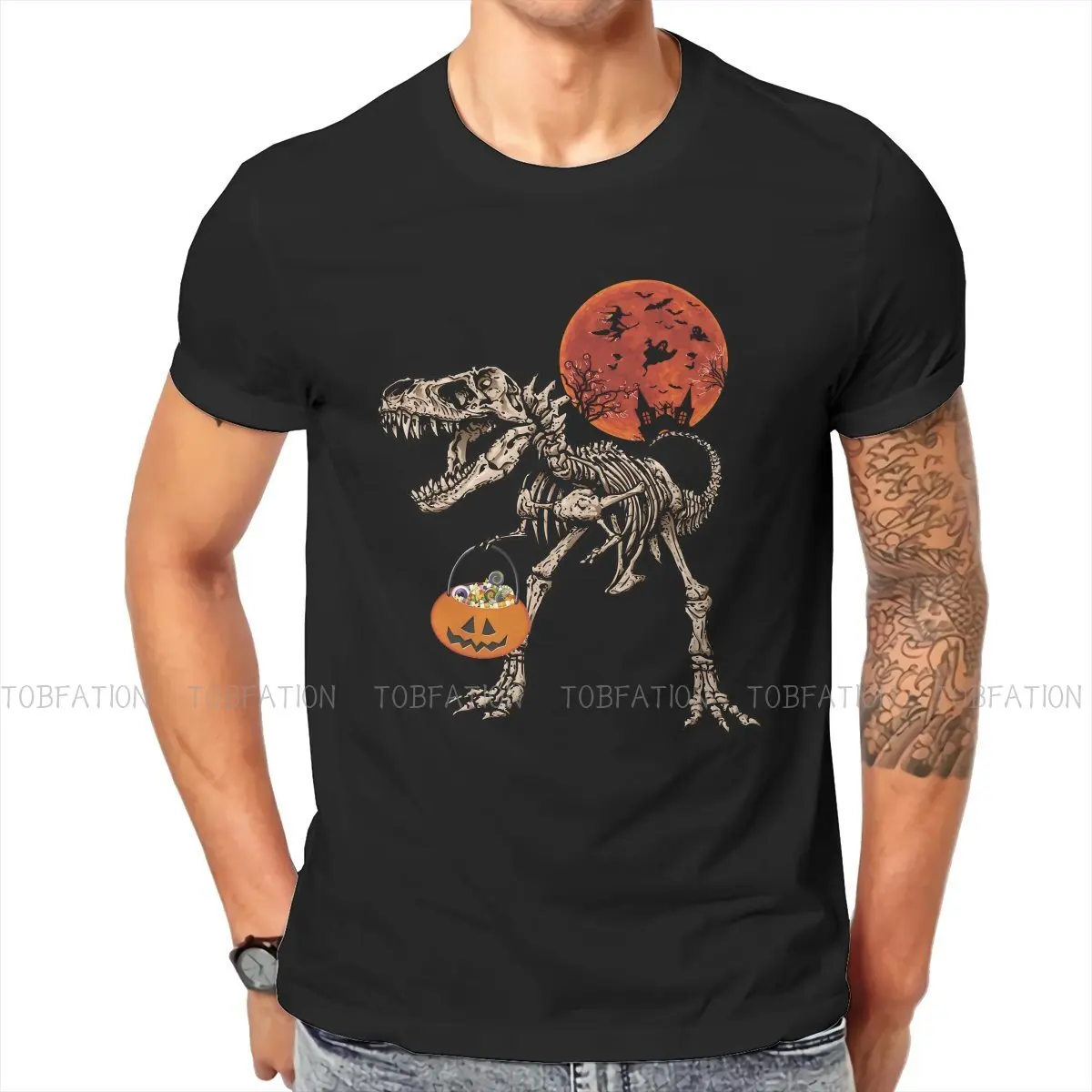

Футболка с изображением тыквы в стиле Харадзюку, топы с рисунком скелета динозавра на Хэллоуин, уникальная Подарочная одежда с коротким рук...