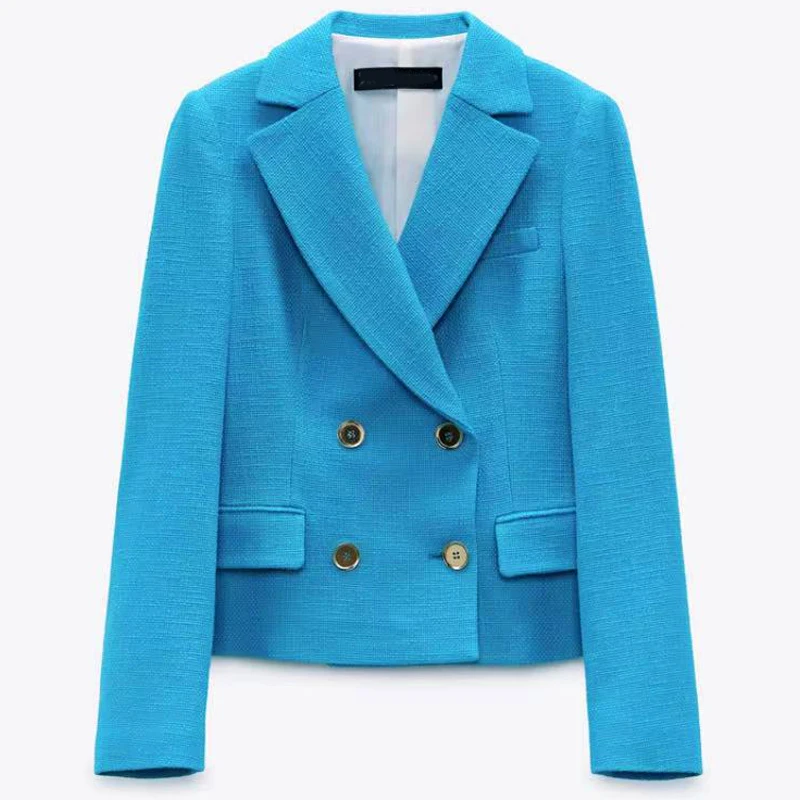 ZAAHONEW 2021 Spring Autumn Women Vintage Blue Tweed Blazer Coat Chic Button Pockets Suit Jacket Female Office Short Outerwear 
ZAAHONEW 2021 Spring Autumn Women Vintage Blue Tweed Blazer Coat Chic Button Pockets Suit Jacket Female Office Short Outerwear