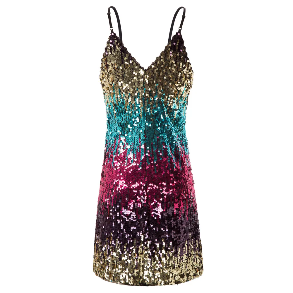 Women Summer Dresses Fashion Sequined Mini Dress Sparkling Sequins Spaghetti Straps Sexy V-Neck Nightclub Casual Short Dress
Women Summer Dresses Fashion Sequined Mini Dress Sparkling Sequins Spaghetti Straps Sexy V-Neck Nightclub Casual Short Dress
