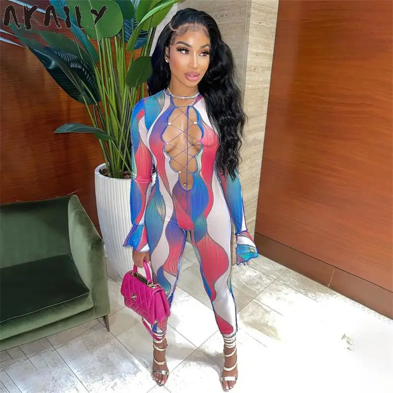 Akaily Autumn Sexy Print Jumpsuit Club One Piece Outfits For Women Hollow Out Bandage Ruffles Sleeve Bodycon Jumpsuit Ladies
Akaily Autumn Sexy Print Jumpsuit Club One Piece Outfits For Women Hollow Out Bandage Ruffles Sleeve Bodycon Jumpsuit Ladies
