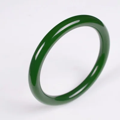 

Zheru Jewelry Natural Hetian Jade Green Round Bar 54-64mm Bracelet Elegant Princess Jewelry Gift Best Mother for Girlfriend