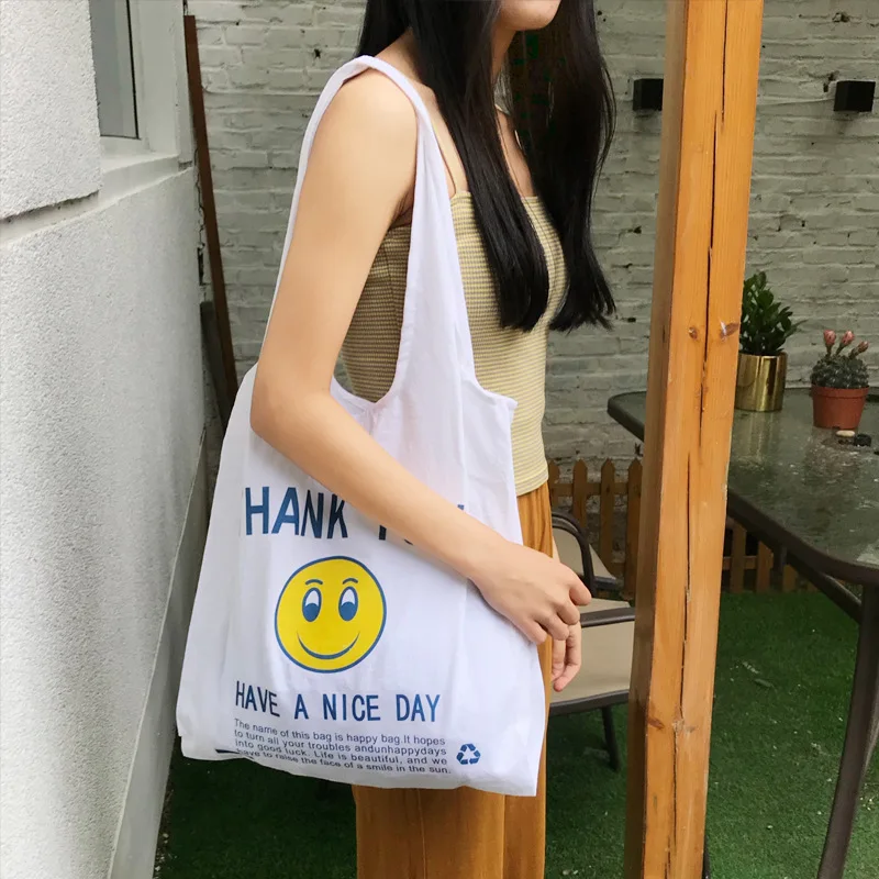 Storage Bag Shopping Bag Single Shoulder Bag Cotton Hemp Large Capacity Thin Smiling Face Pattern Eco-Friendly Bag Fashion Cute
Storage Bag Shopping Bag Single Shoulder Bag Cotton Hemp Large Capacity Thin Smiling Face Pattern Eco-Friendly Bag Fashion Cute