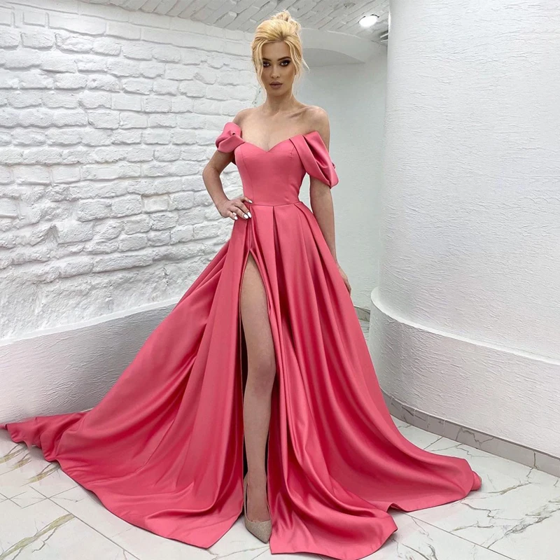 New Arrival Sweetheart Off Shoulder Sexy Slit Zipper A-Line Satin Evening Dress Prom Gowns Vestido De Noche
New Arrival Sweetheart Off Shoulder Sexy Slit Zipper A-Line Satin Evening Dress Prom Gowns Vestido De Noche