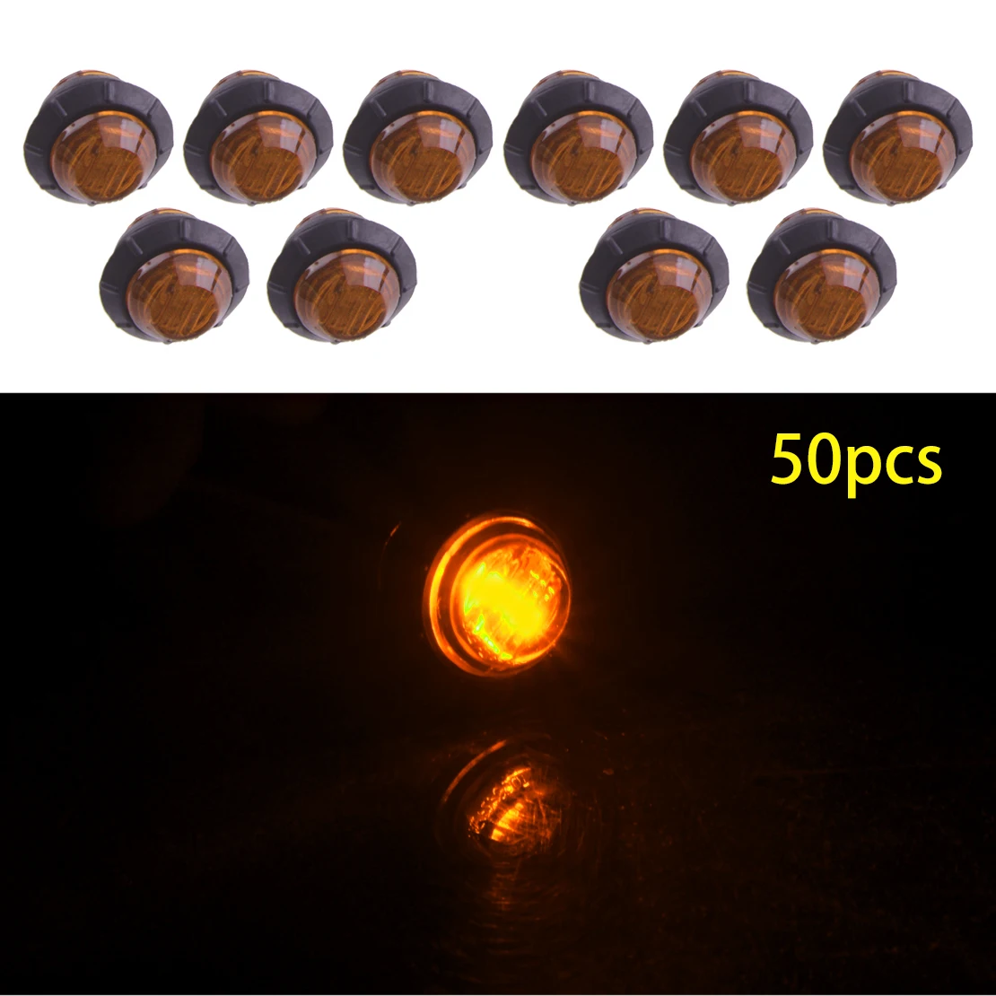 50pcs/Set Waterproof IP67 12V Amber Yellow 3/4" Round 3 LED Side Bullet Marker Light for Truck Trailer Buse Boat Caravan
50pcs/Set Waterproof IP67 12V Amber Yellow 3/4" Round 3 LED Side Bullet Marker Light for Truck Trailer Buse Boat Caravan