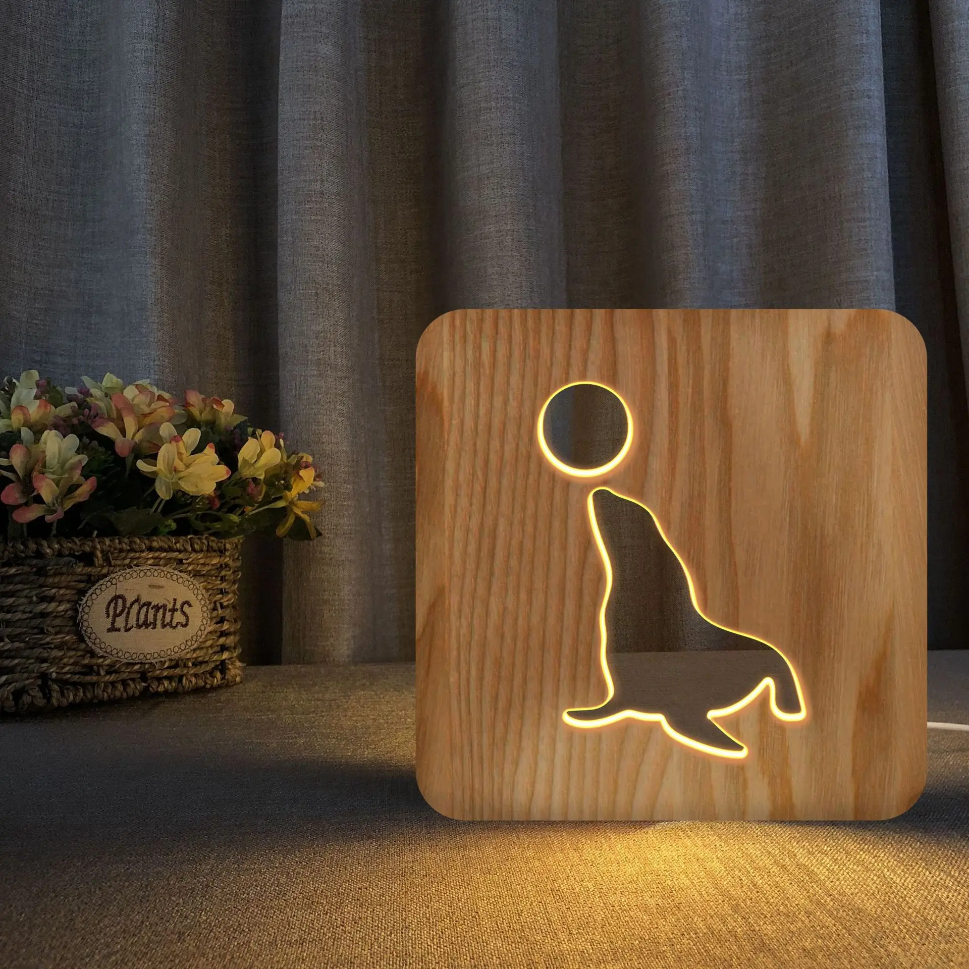 Animal Night Light Sea Lion Table Lamp Creative 3D Night Lamp Christmas Gift European-Style Solid Wood Lamp
Animal Night Light Sea Lion Table Lamp Creative 3D Night Lamp Christmas Gift European-Style Solid Wood Lamp