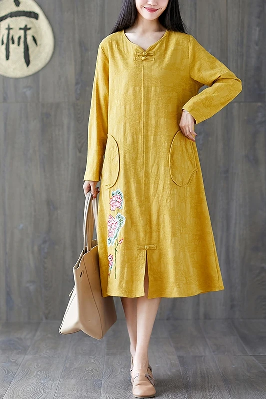 COIGARSAM National Wind Embroidery Women dress New Spring Vintage Dresses Yellow Red Light Blue 8109
COIGARSAM National Wind Embroidery Women dress New Spring Vintage Dresses Yellow Red Light Blue 8109