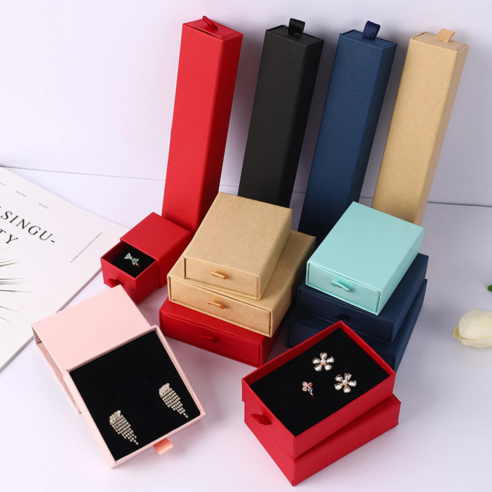 Multi-size Jewelry Organizer Storage Box For Ring Necklace Earrings Bracelet Paper Jewelry Packaging Container DIY Jewelry Gift 
Multi-size Jewelry Organizer Storage Box For Ring Necklace Earrings Bracelet Paper Jewelry Packaging Container DIY Jewelry Gift
