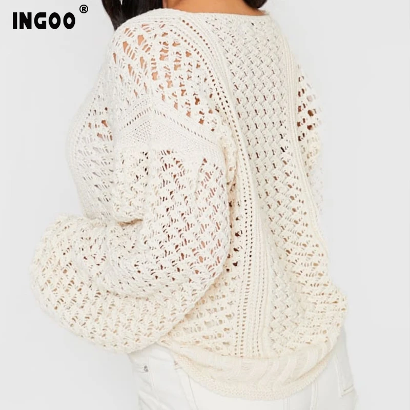 INGOO Sexy Hook Sweater Women V Neck Loose Hollow Out Puff Long Sleeve Elagance Jumper Female Autumn Pullover Plus Size Sweaters
INGOO Sexy Hook Sweater Women V Neck Loose Hollow Out Puff Long Sleeve Elagance Jumper Female Autumn Pullover Plus Size Sweaters