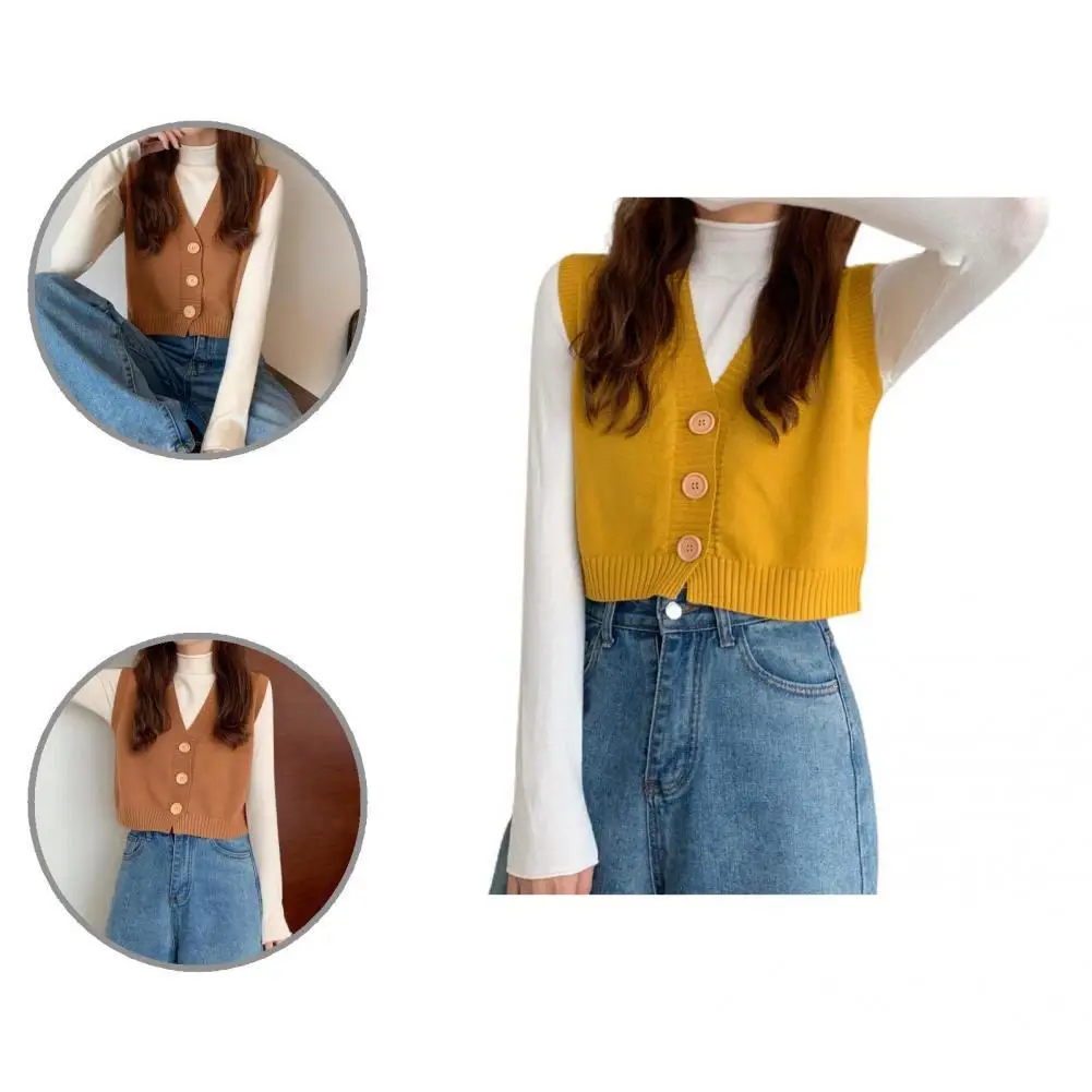 Comfortable Trendy Solid Color Loose Cardigan Vest Short Type Knitting Vest Single Breasted for Party
Comfortable Trendy Solid Color Loose Cardigan Vest Short Type Knitting Vest Single Breasted for Party