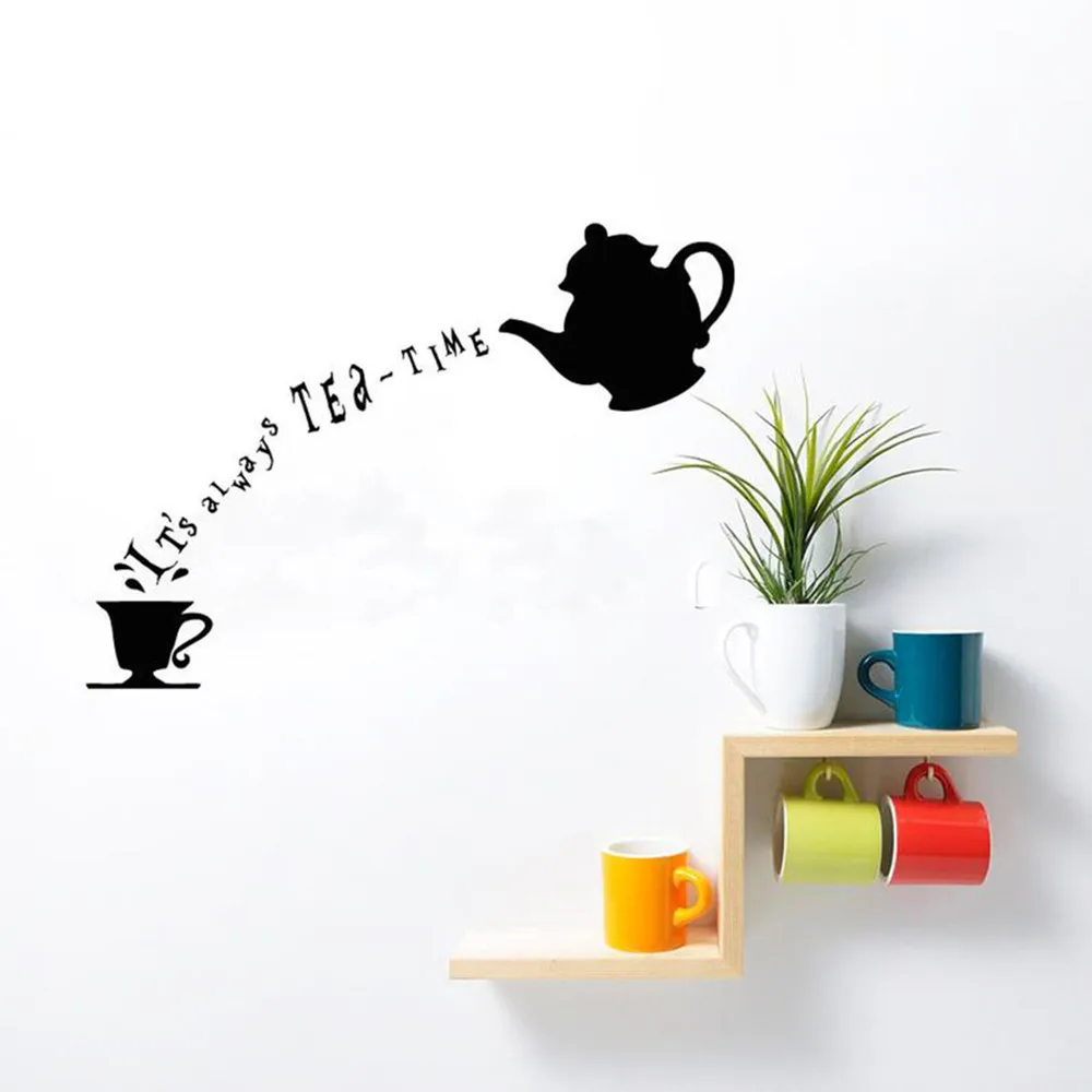 Фото Креативная наклейка Alice in обои чудесная страна Виниловая с надписью It's Always Tea Time