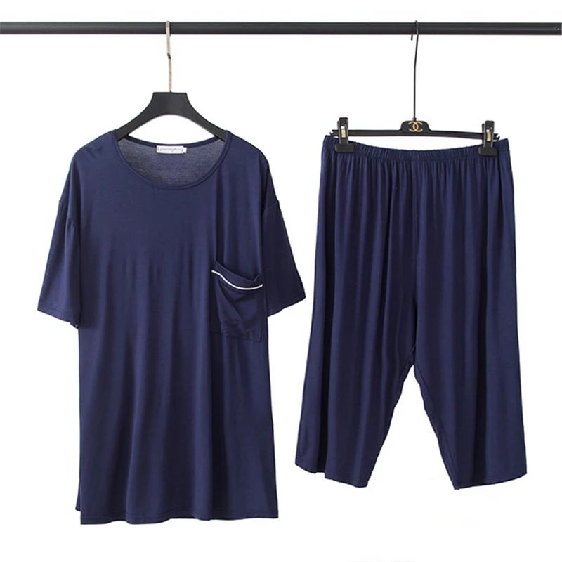 6XL Pajamas summer men plus fat size short-sleeved shorts modal pajamas loose casual home service suit пижама 2020 | Мужская