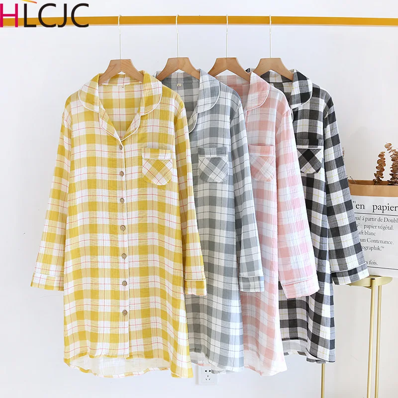 Ночная рубашка женская, из 2021 креп-хлопка, с длинным рукавом 
Ночная рубашка женская, из 2021 креп-хлопка, с длинным рукавом