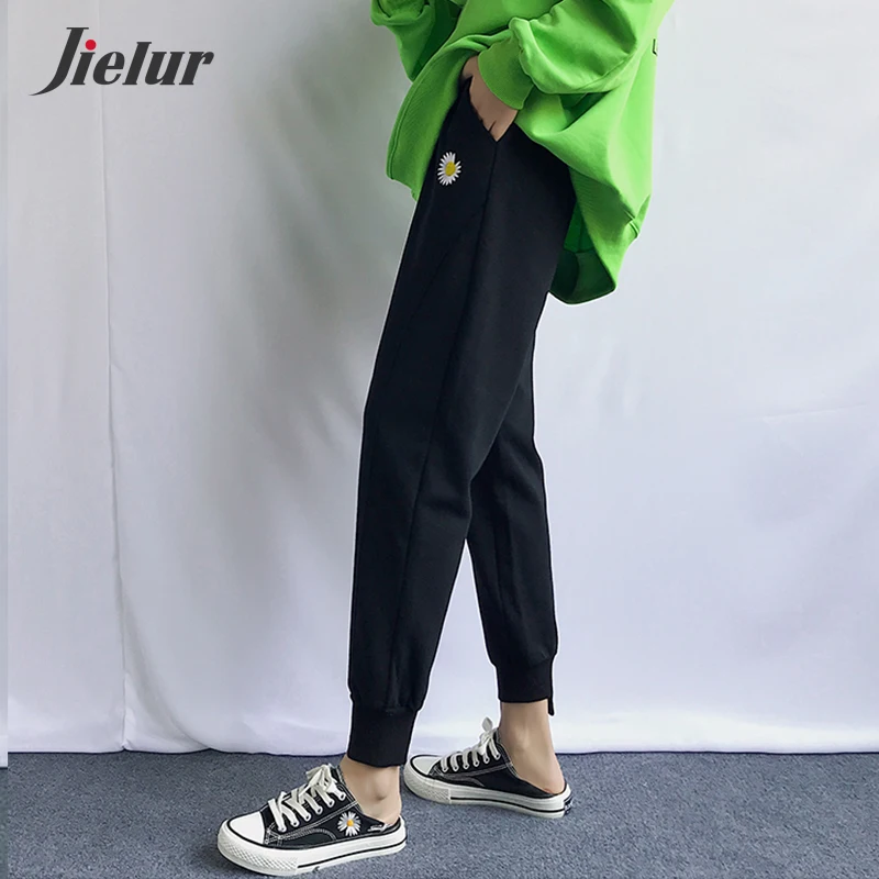 Jielur Elastic Waist Women Trousers Joggers Gray Loose Harem Pants Kpop Young Female Pockets Embroidered Sport Pants Harajuku 
Jielur Elastic Waist Women Trousers Joggers Gray Loose Harem Pants Kpop Young Female Pockets Embroidered Sport Pants Harajuku