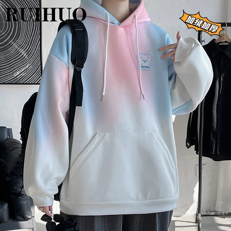Мужская Флисовая Толстовка RUIHUO с градиентом, Мужская одежда, корейские модные толстовки, Мужская толстовка, осень 2021, новое поступление
Мужская Флисовая Толстовка RUIHUO с градиентом, Мужская одежда, корейские модные толстовки, Мужская толстовка, осень 2021, новое поступление