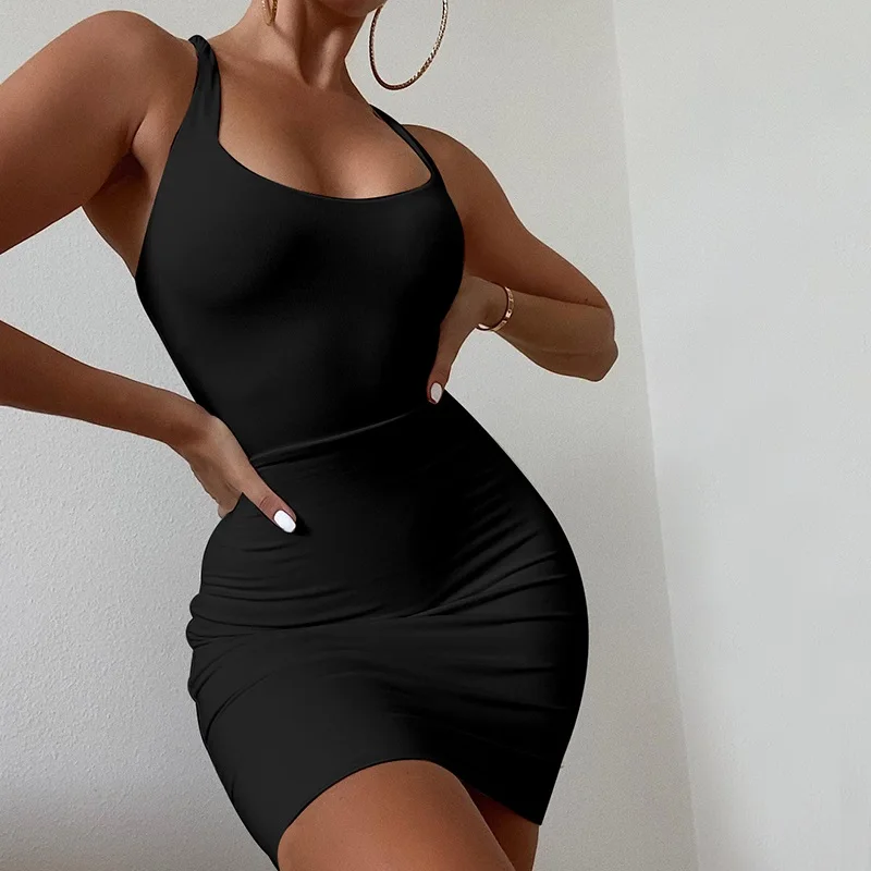 Cozok Backless Halter Women Mini Dress Criss-cross Casual Sleeveless Sexy Club Party Bodycon Female Solid Dress Summer 2021
Cozok Backless Halter Women Mini Dress Criss-cross Casual Sleeveless Sexy Club Party Bodycon Female Solid Dress Summer 2021