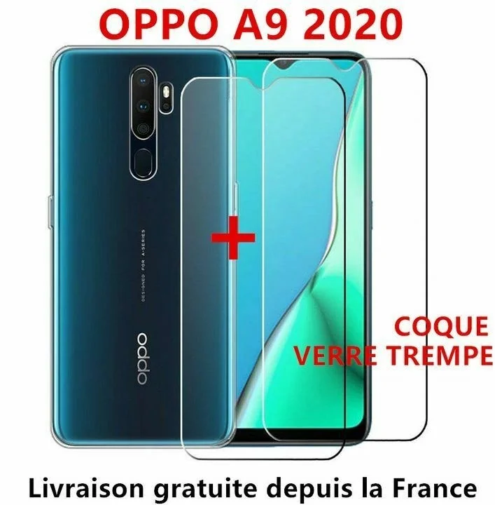 Case Coque pour For Oppo A9 2021 + Vitre Protection cran Verre tremp rsistant 
Case Coque pour For Oppo A9 2021 + Vitre Protection cran Verre tremp rsistant