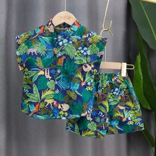 Toddler Boy Clothes Hawaiian Shirt And Shorts Set Hawaii Beach Holiday Kids Summer Outfits Top Pants Outdoor Suit 2pcs