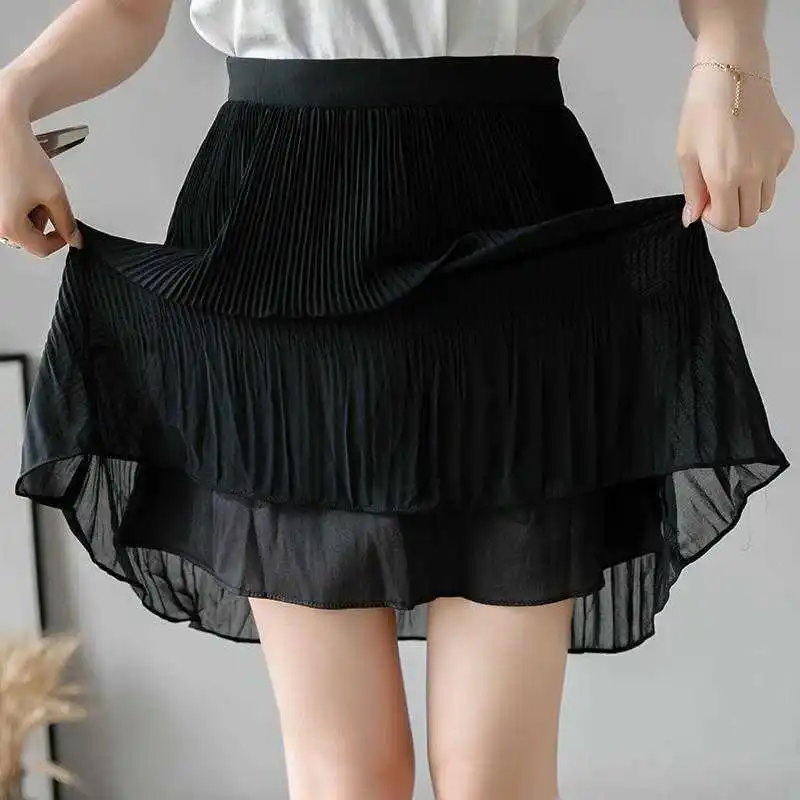 Chiffon pleated skirt women's summer new 2021 high waist Korean A-line skirt black versatile slim skirt
Chiffon pleated skirt women's summer new 2021 high waist Korean A-line skirt black versatile slim skirt