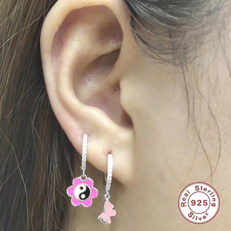 

CANNER 2021 Trend Cute Enamel Earring 925 Silver Korean INS Love Smile Fruits Hoop Earrings Summer Colourful Jewerly Oorbellen