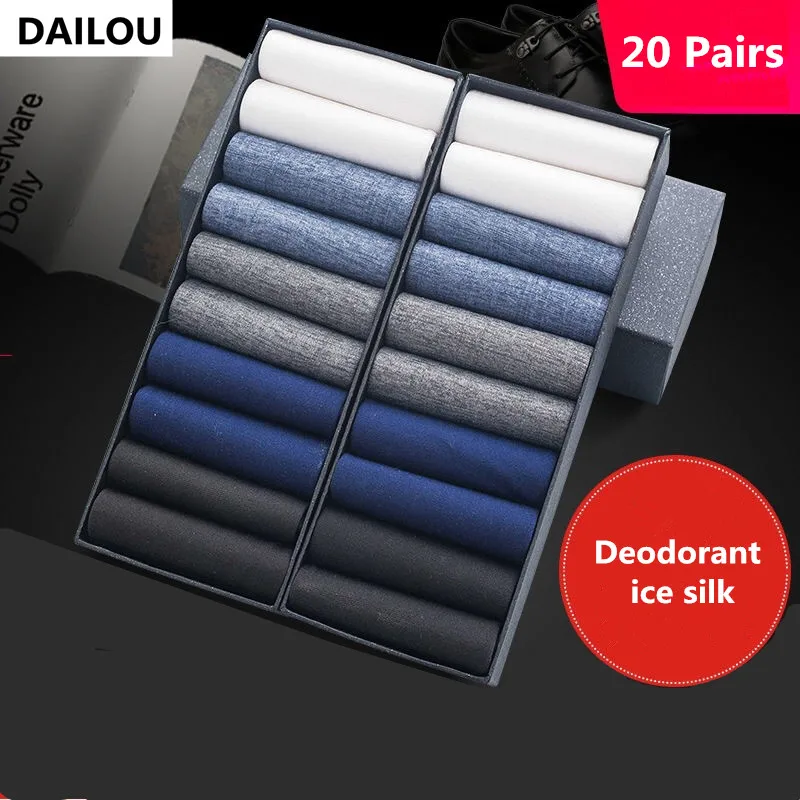 20 Pairs/Lot Business Men Socks ultra-thin Breathable Deodorant Black In Tube Socks Solid Color Casual Spring Summer Silk socks
20 Pairs/Lot Business Men Socks ultra-thin Breathable Deodorant Black In Tube Socks Solid Color Casual Spring Summer Silk socks