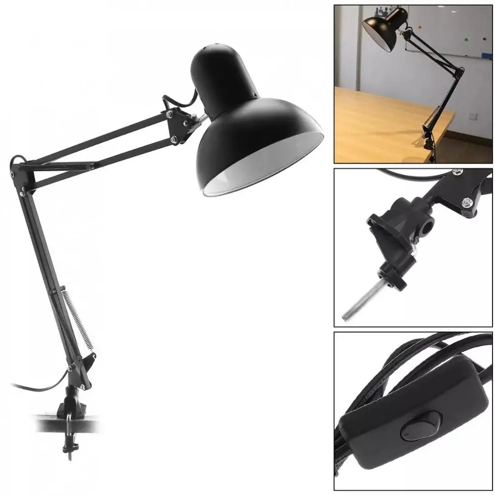 Home Desk Lamp Flexible Swing Arm E27 Desk Light Bracket with Rotatable Table Lamp Head and Clamp Mount Support for Office Study
Home Desk Lamp Flexible Swing Arm E27 Desk Light Bracket with Rotatable Table Lamp Head and Clamp Mount Support for Office Study