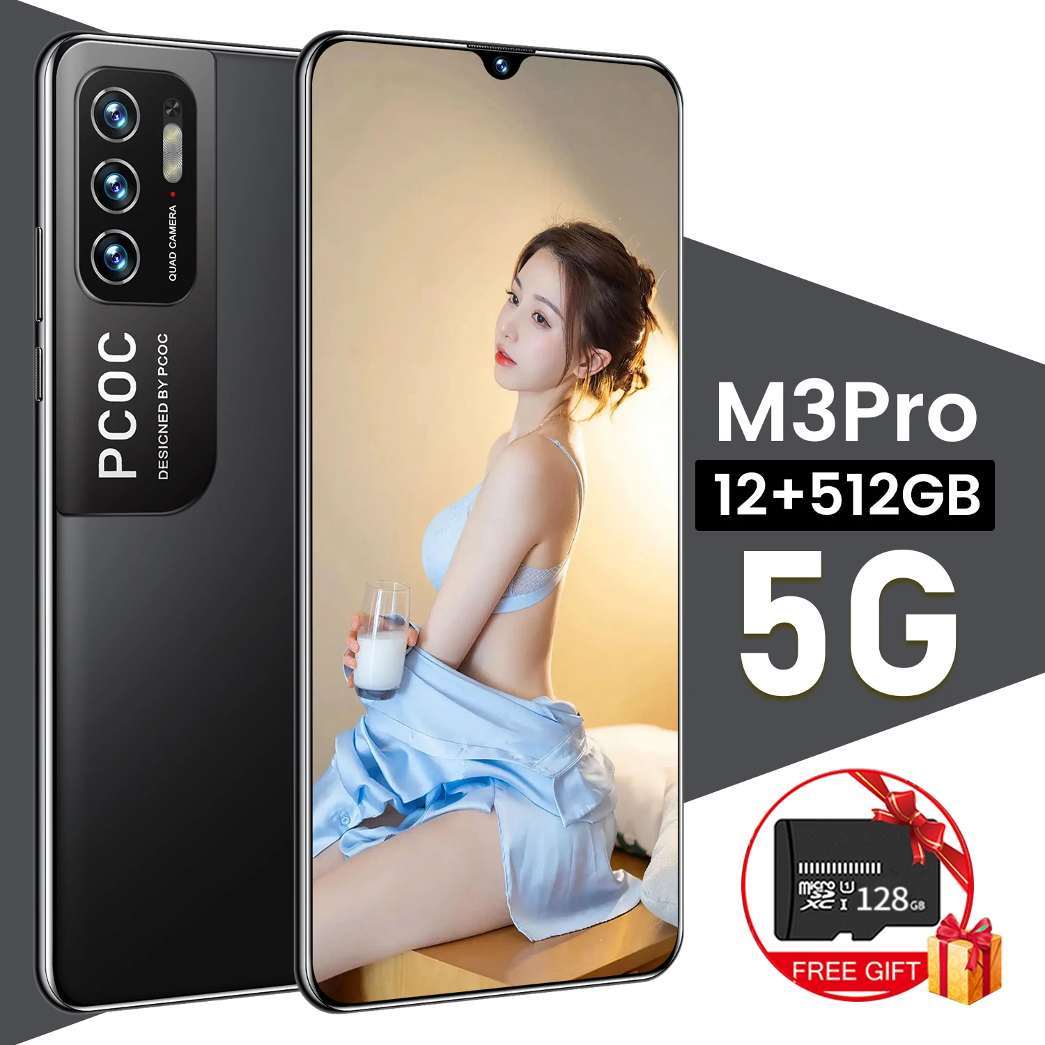 

Смартфон глобальная версия POCQ M3 Pro, десять ядер, 12 Гб + 512 ГБ, 6,72 дюйма, тройная камера 32 МП, 6800 мАч