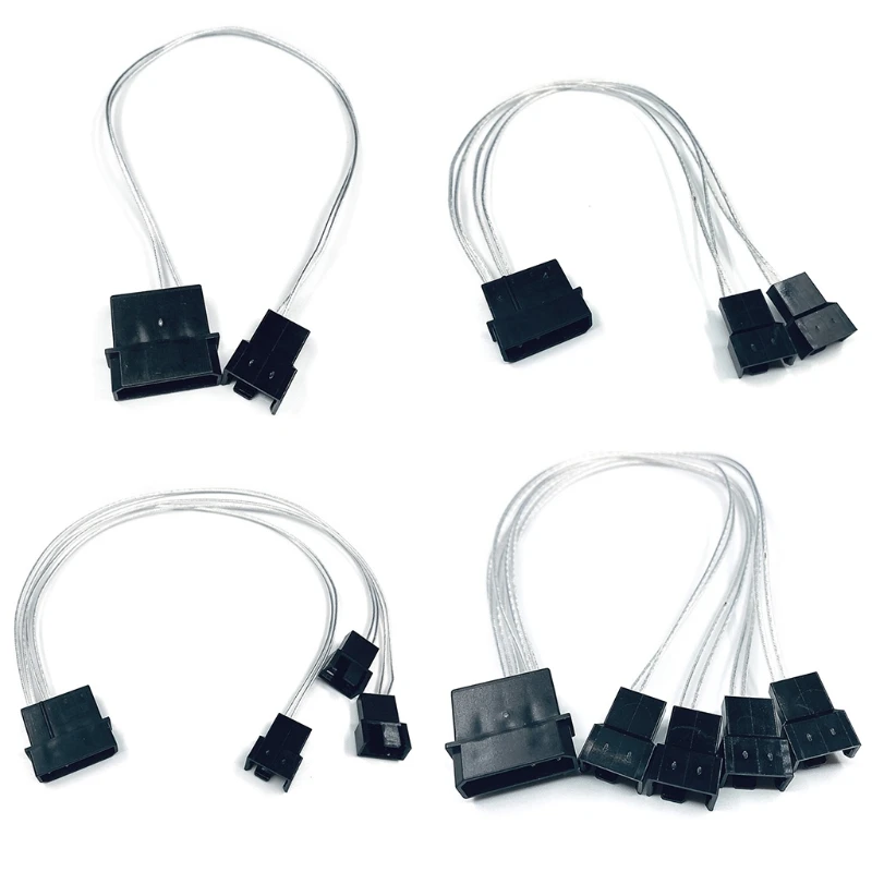 Black Sleeved 4pin IDE Molex to 4-Port 3Pin/4Pin Power Supply Plug Cooler Cooling Fan Splitter Power Cable Wire for PC Computer
Black Sleeved 4pin IDE Molex to 4-Port 3Pin/4Pin Power Supply Plug Cooler Cooling Fan Splitter Power Cable Wire for PC Computer