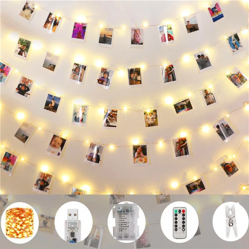 5/10/20/M Photo Clip USB LED String Lights Fairy Lights Outdoor Battery Operated Garland Christmas Decoration Room Party Wedding
5/10/20/M Photo Clip USB LED String Lights Fairy Lights Outdoor Battery Operated Garland Christmas Decoration Room Party Wedding