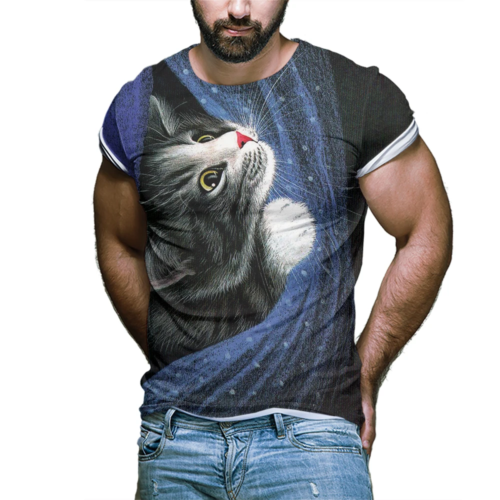 New summer Men's T-shirt Pet cat short-sleeved Parent-child Outfit Cute Animal fashion personality O neck tees 3D printing
New summer Men's T-shirt Pet cat short-sleeved Parent-child Outfit Cute Animal fashion personality O neck tees 3D printing