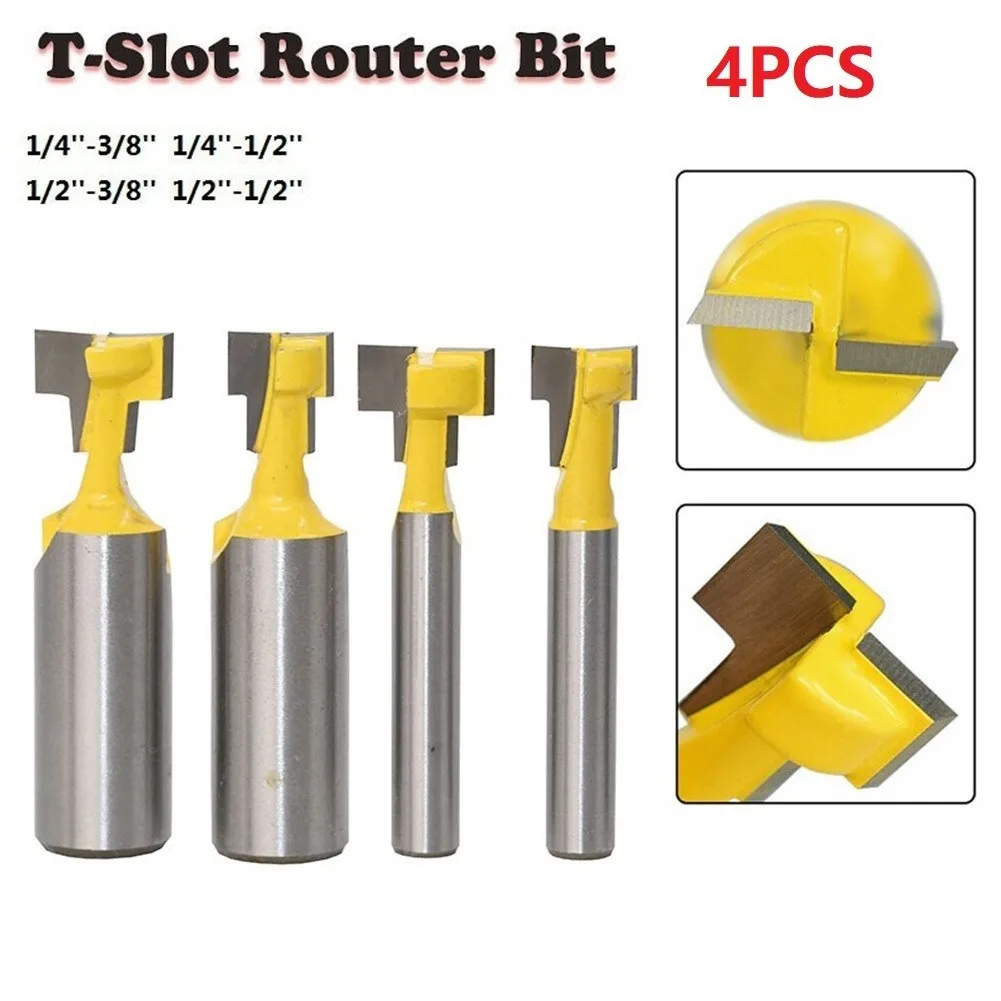 4pcs 1/4 1/2 Shank Router Bits T-Slot Set For 3/8 1/2 Groove Wood Milling Cutter Power Tool For Trimming Machine Router Bit
4pcs 1/4 1/2 Shank Router Bits T-Slot Set For 3/8 1/2 Groove Wood Milling Cutter Power Tool For Trimming Machine Router Bit