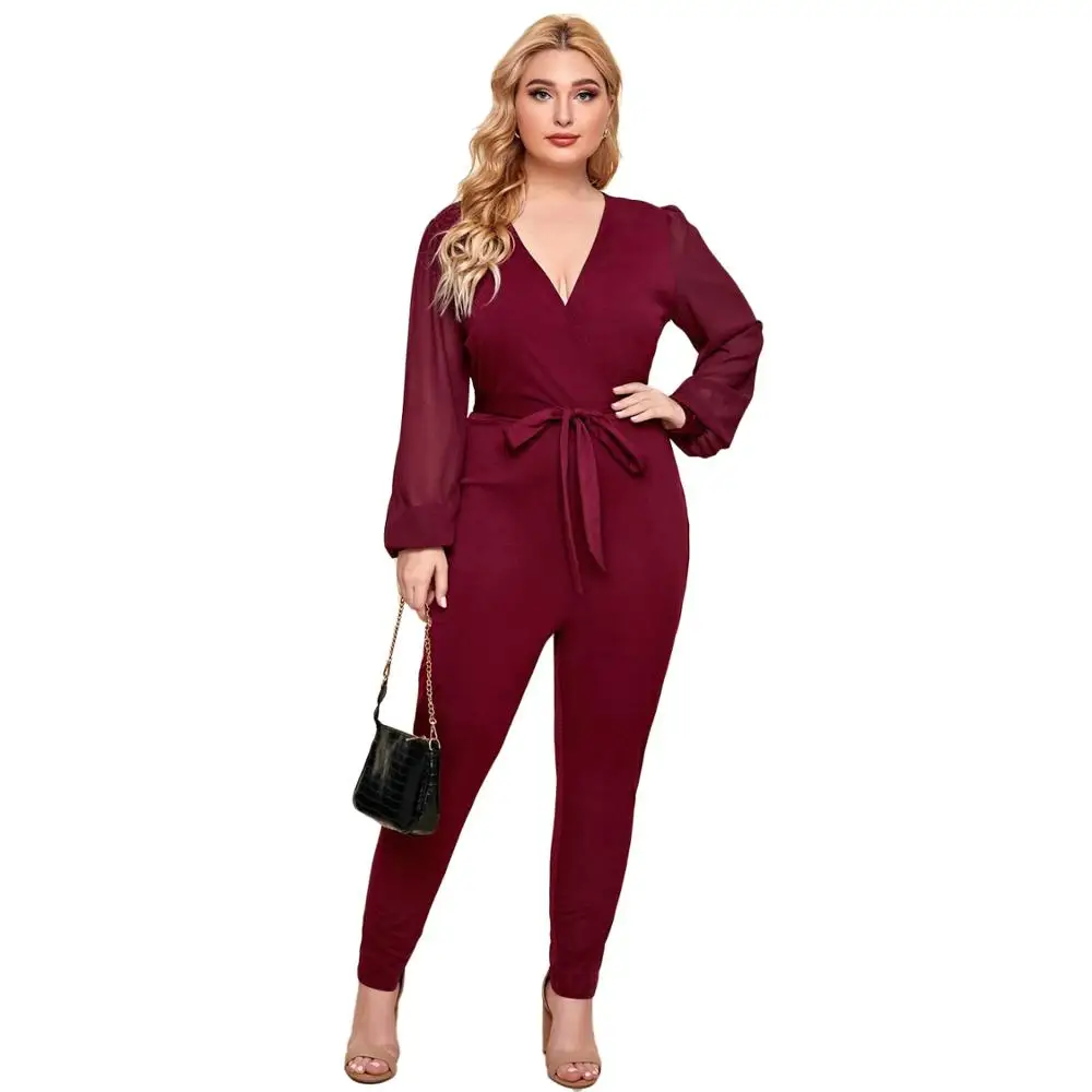Casual Sexy Women Jumpsuit Female Long Sleeve V Neck Rompers L-4XL Overalls Big Beautiful Women Bandage Jumpsuits
Casual Sexy Women Jumpsuit Female Long Sleeve V Neck Rompers L-4XL Overalls Big Beautiful Women Bandage Jumpsuits