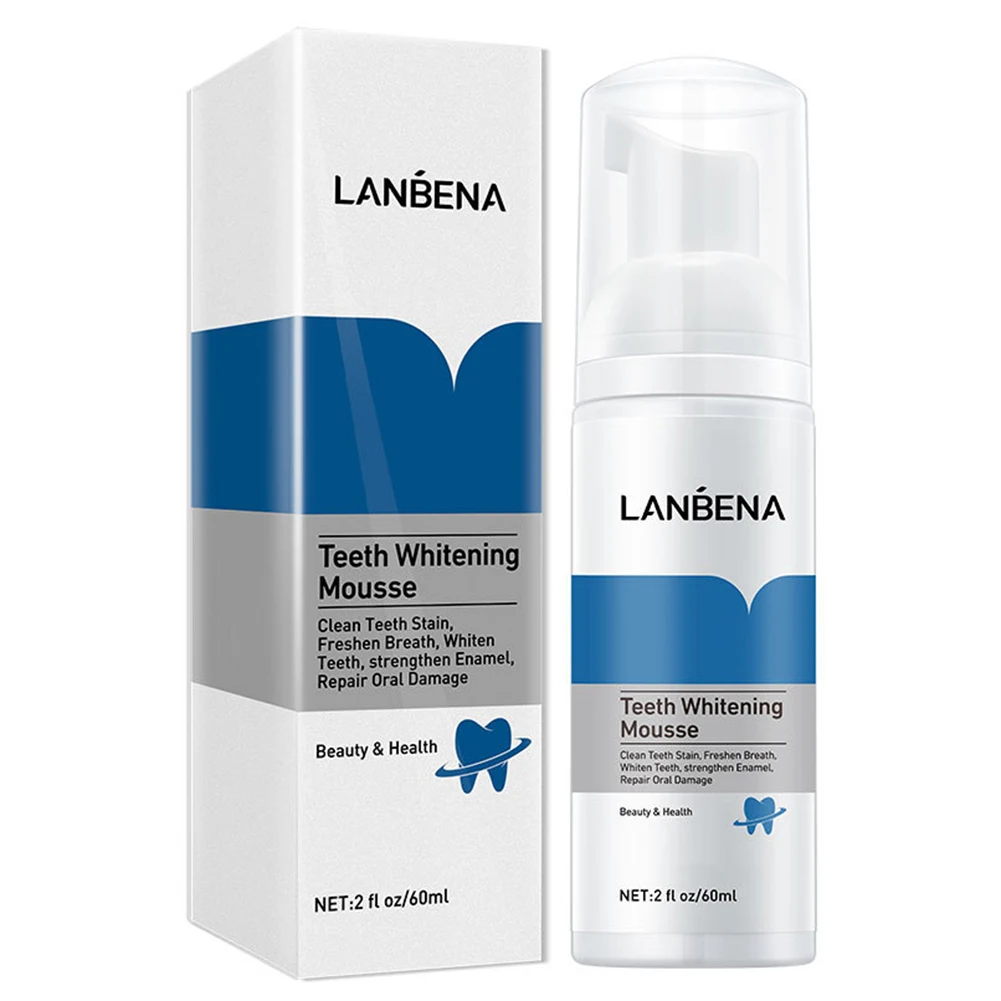 LANBENA Teeth Whitening Mousse Toothpaste Dental Oral Hygiene Remove Stains Plaque Teeth Cleaning Tooth White Tool 60ML 
LANBENA Teeth Whitening Mousse Toothpaste Dental Oral Hygiene Remove Stains Plaque Teeth Cleaning Tooth White Tool 60ML