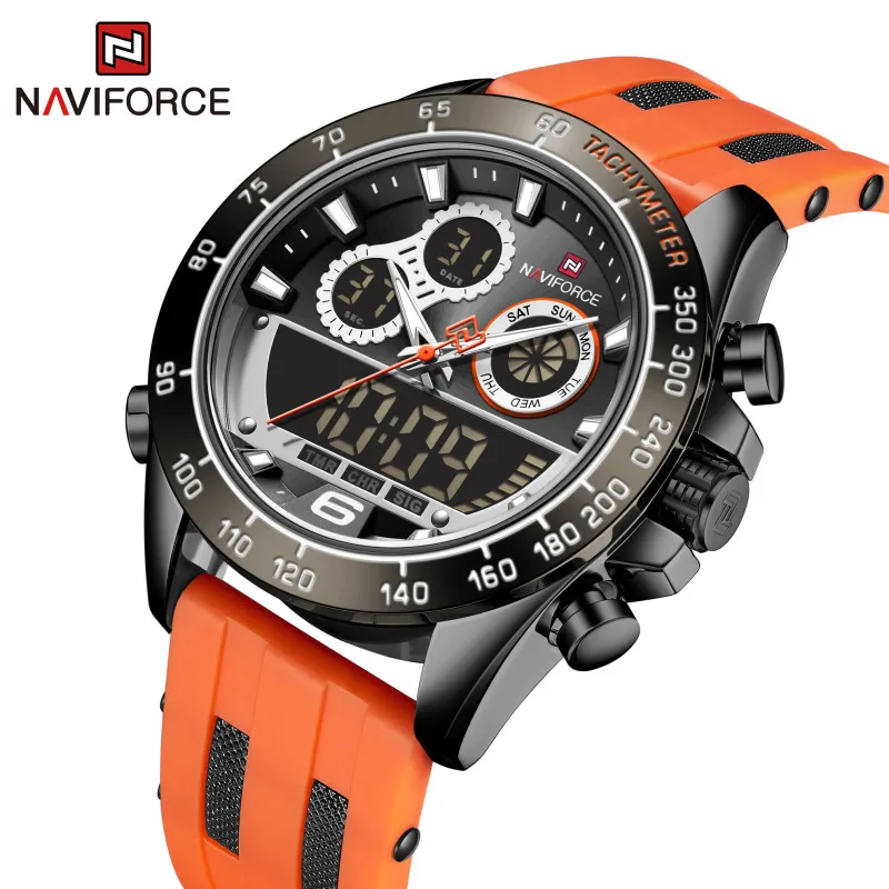 

Часы мужские NAVIFORCE в стиле милитари, брендовые Роскошные спортивные водонепроницаемые, с двойным дисплеем