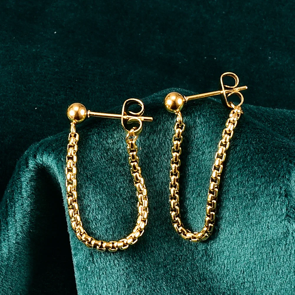 E81 Simple Temperamental Tassels Chain Rear Hanging Titanium Steel Plated Rose Gold Stud Earrings Female Eardrops Gift
E81 Simple Temperamental Tassels Chain Rear Hanging Titanium Steel Plated Rose Gold Stud Earrings Female Eardrops Gift