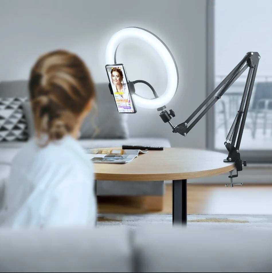 10'' Dimmable Ring Fill Light with Camera Tripod Table Stand Aluminum Control Tripod Stand for Youtube Live Photo Studio Video
10'' Dimmable Ring Fill Light with Camera Tripod Table Stand Aluminum Control Tripod Stand for Youtube Live Photo Studio Video