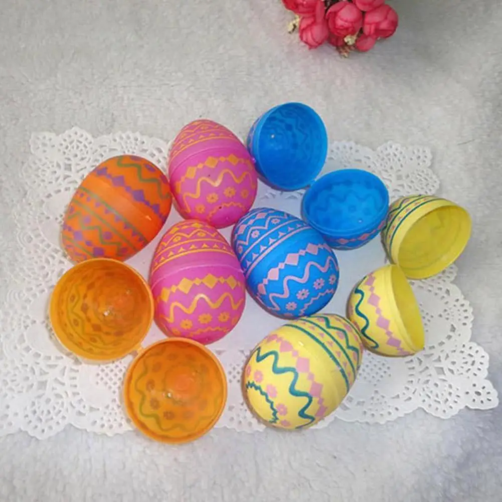 

Oval Plastic Bright Colorful Open Easter Graffiti Painted Eggs Assorted Colors Holiday Decoration About 6x4 Cm /2.36x1.57 Inches