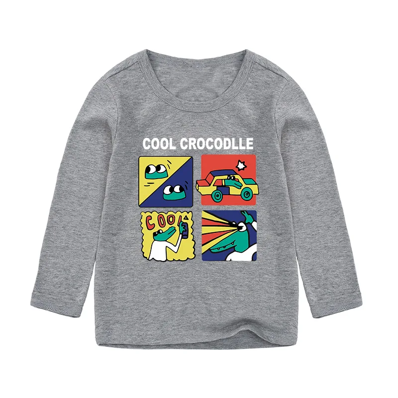 

Boys and girls Cartoons crocodlle printing T-shirt kids 2y 3y 4y 5y 6y 7y 8y 9year cotton long sleeve shirts baby autumn clothes