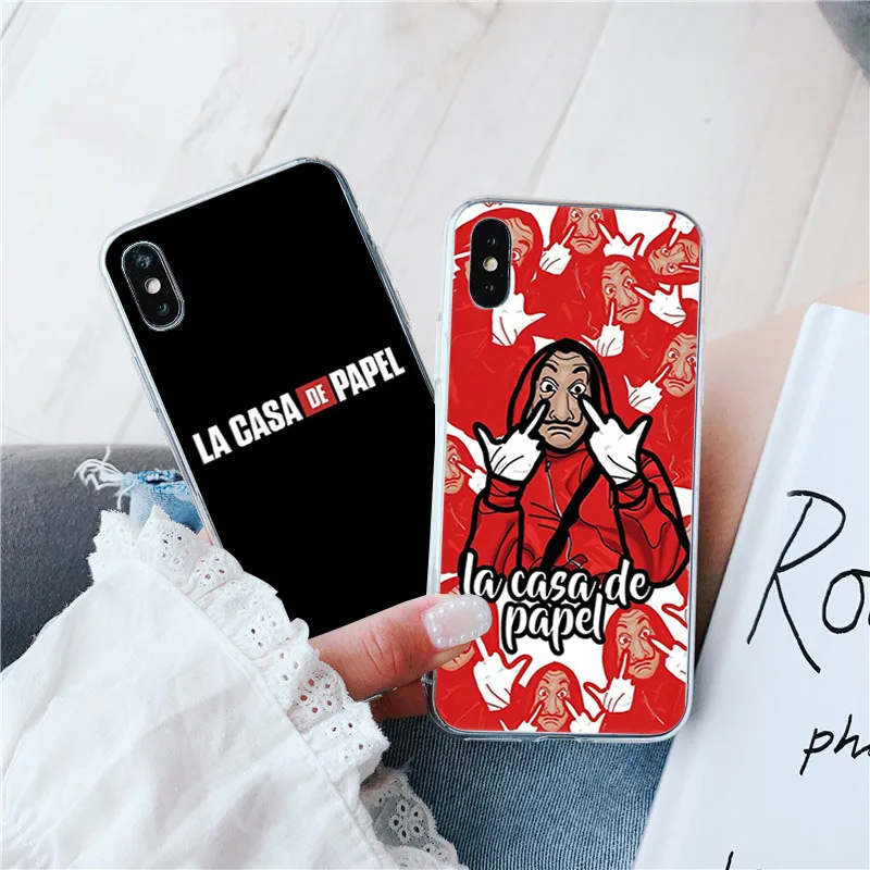 Чехол Бумажный для телефона iphone 13 12 11 Pro XS MAX 7 8 X XR SE2020 13mini La casa de papel Мягкий