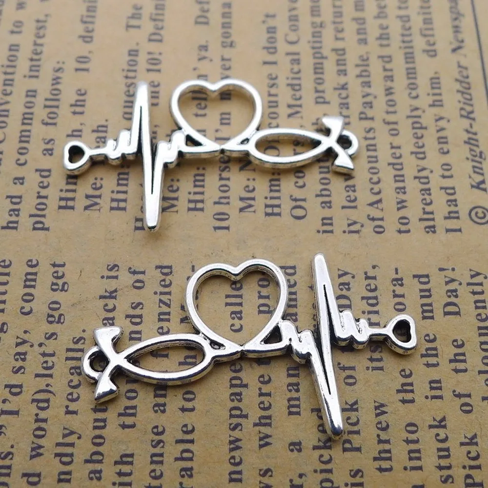 120 шт ECG амулеты 20 мм x 34 DIY ювелирных изделий кулон anitque серебряный цвет|Шармы| |