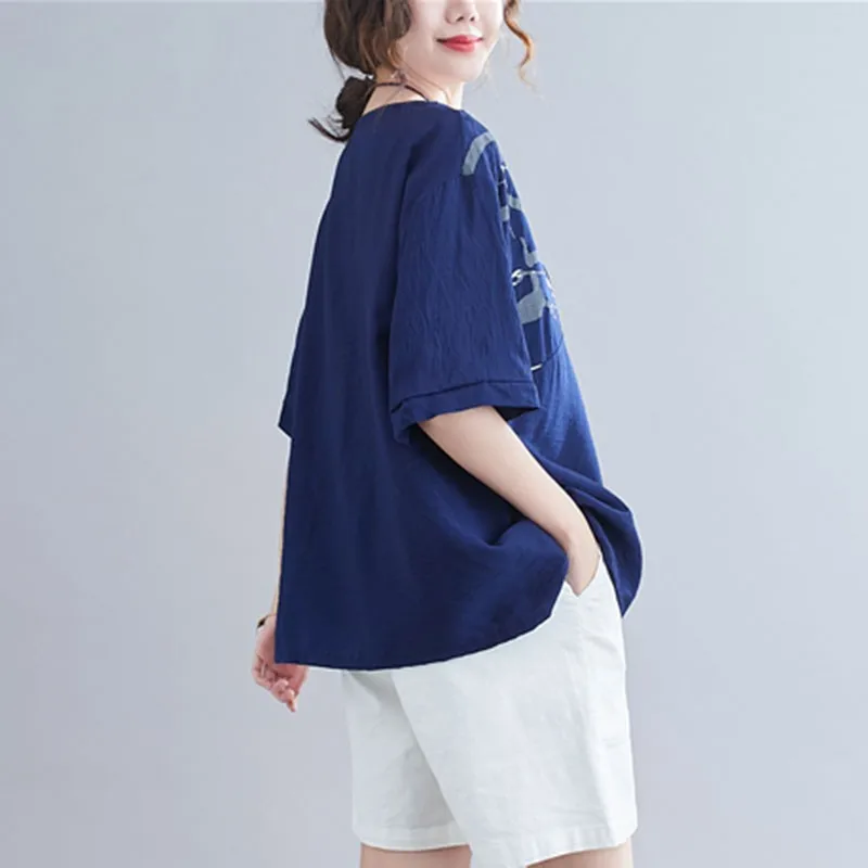 Women Summer Loose Casual T-shirts New Arrival 2021 Simple Style O-neck Print All-match Female Cotton Linen Tops Tees S3449
Women Summer Loose Casual T-shirts New Arrival 2021 Simple Style O-neck Print All-match Female Cotton Linen Tops Tees S3449
