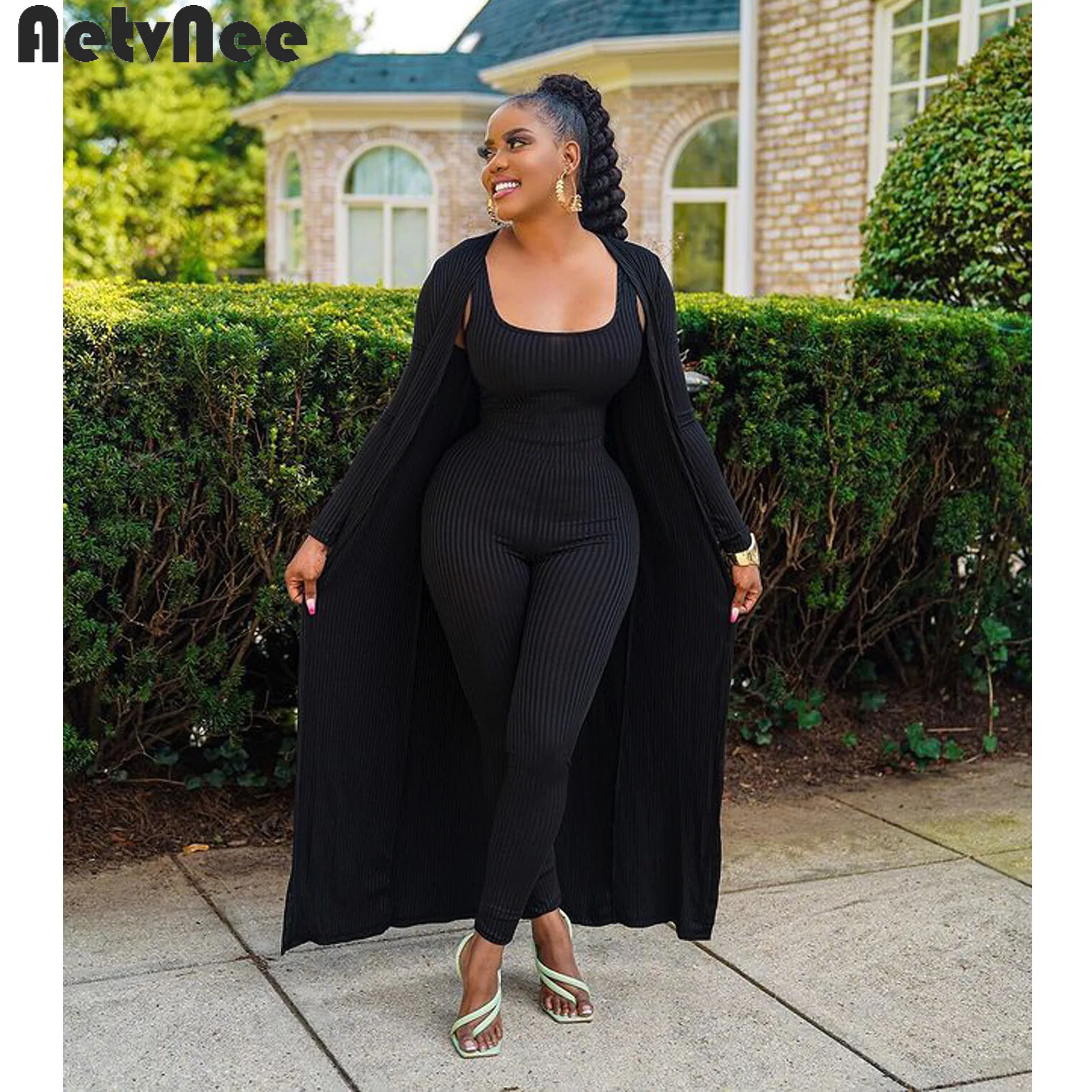 Женский офисный костюм из двух предметов, однотонный комплект из двух предметов, длинное пальто в рубчик с открытым стежком и эластичные об... 
Женский офисный костюм из двух предметов, однотонный комплект из двух предметов, длинное пальто в рубчик с открытым стежком и эластичные об...